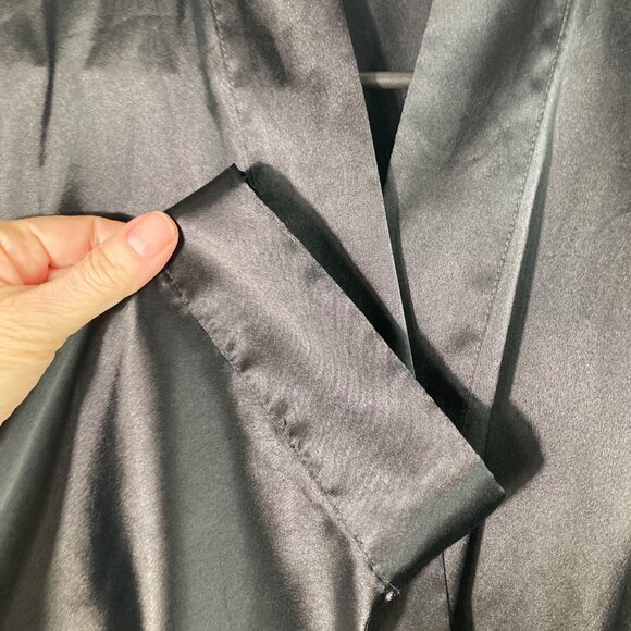 Womens Vintage 90s Victorias Secret Satin Robe Short Black OS Polyester 1/2 Slee - Picture 4 of 12
